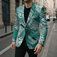 Personalised New Zealand Aotearoa Darts Masters Blazer Maori Art Tattoo with Tribal Dart Symbol Teal Color LT03 - Polynesian Pride
