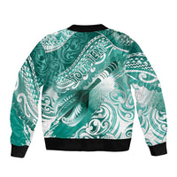 Personalised New Zealand Aotearoa Darts Masters Bomber Jacket Maori Art Tattoo with Tribal Dart Symbol Teal Color LT03 - Polynesian Pride