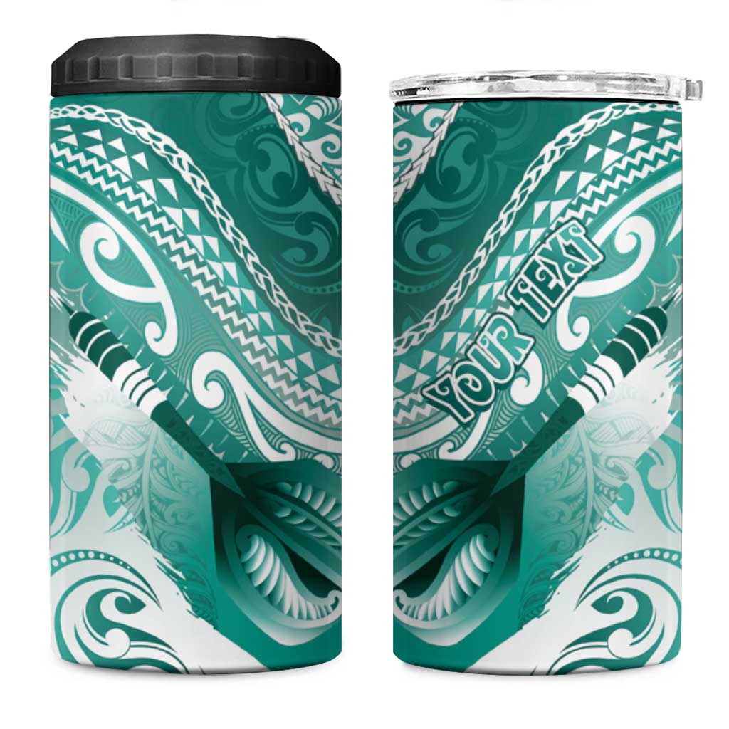 Personalised New Zealand Aotearoa Darts Masters 4 in 1 Can Cooler Tumbler Maori Art Tattoo with Tribal Dart Symbol Teal Color LT03 One Size: 16 oz Teal - Polynesian Pride