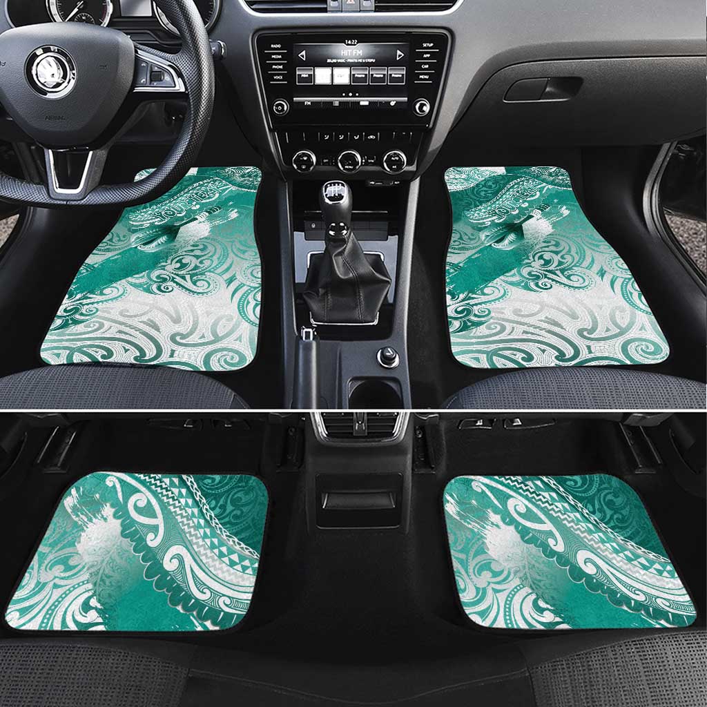 Personalised New Zealand Aotearoa Darts Masters Car Mats Maori Art Tattoo with Tribal Dart Symbol Teal Color LT03 Set 4pcs Teal - Polynesian Pride