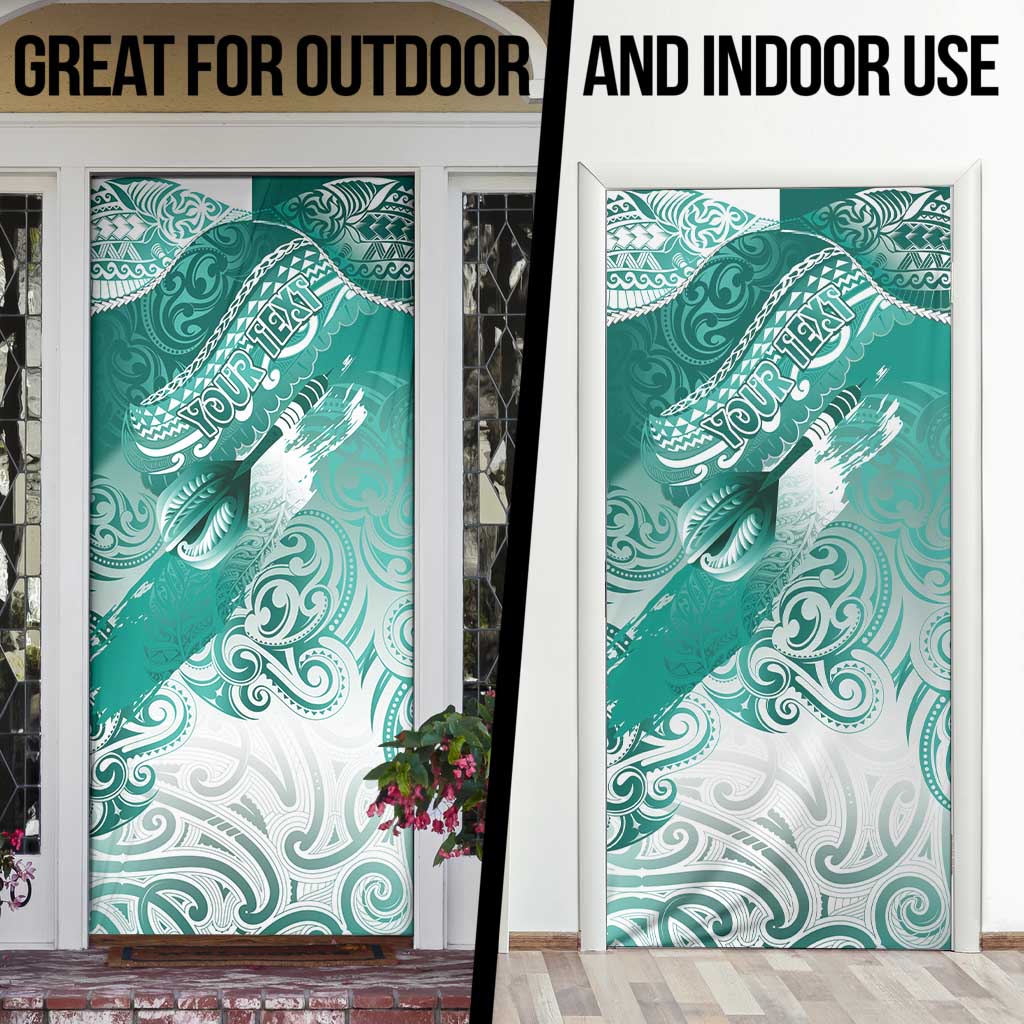 Personalised New Zealand Aotearoa Darts Masters Door Cover Maori Art Tattoo with Tribal Dart Symbol Teal Color LT03 - Polynesian Pride