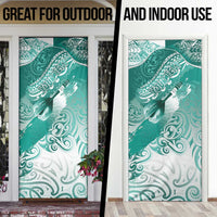 Personalised New Zealand Aotearoa Darts Masters Door Cover Maori Art Tattoo with Tribal Dart Symbol Teal Color LT03 - Polynesian Pride