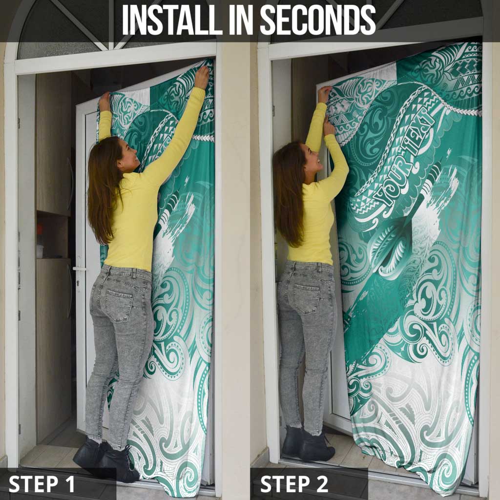 Personalised New Zealand Aotearoa Darts Masters Door Cover Maori Art Tattoo with Tribal Dart Symbol Teal Color LT03 - Polynesian Pride