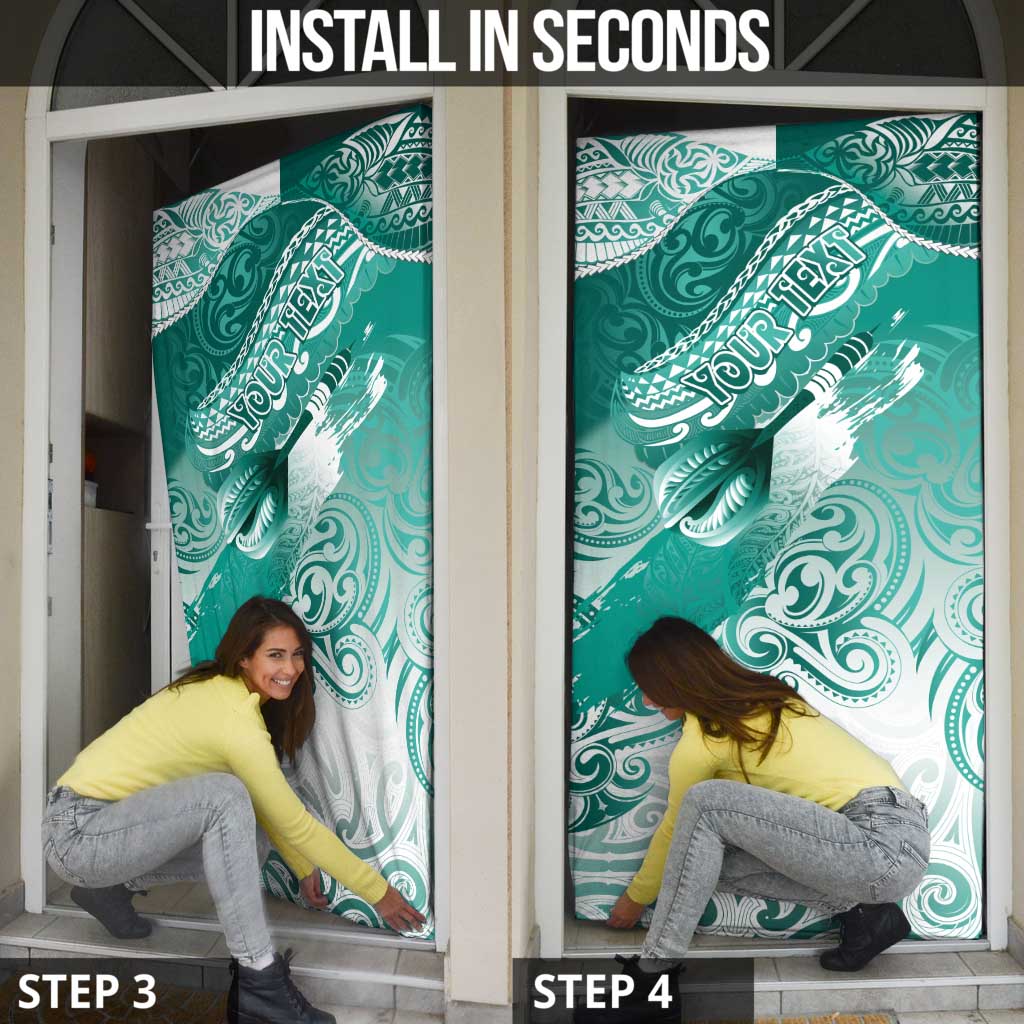 Personalised New Zealand Aotearoa Darts Masters Door Cover Maori Art Tattoo with Tribal Dart Symbol Teal Color LT03 - Polynesian Pride