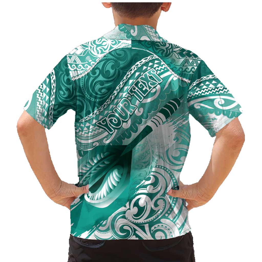 Personalised New Zealand Aotearoa Darts Masters Family Matching Mermaid Dress and Hawaiian Shirt Maori Art Tattoo with Tribal Dart Symbol Teal Color LT03 - Polynesian Pride