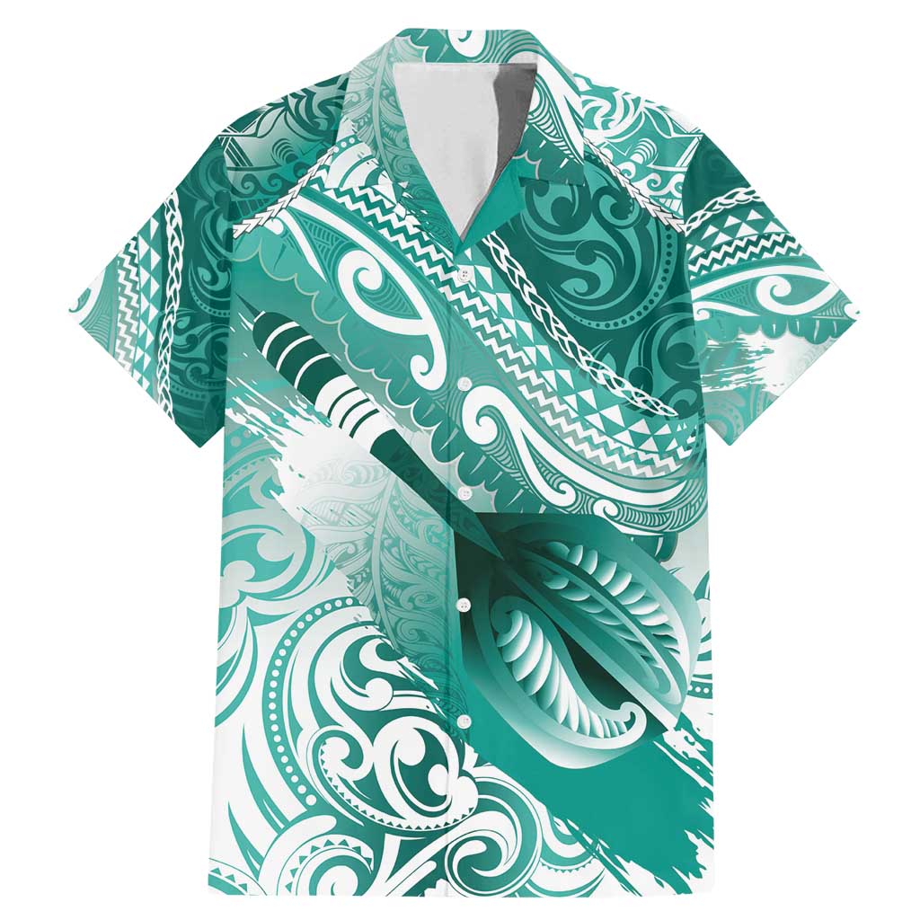 Personalised New Zealand Aotearoa Darts Masters Family Matching Mermaid Dress and Hawaiian Shirt Maori Art Tattoo with Tribal Dart Symbol Teal Color LT03 Dad's Shirt - Short Sleeve Teal - Polynesian Pride