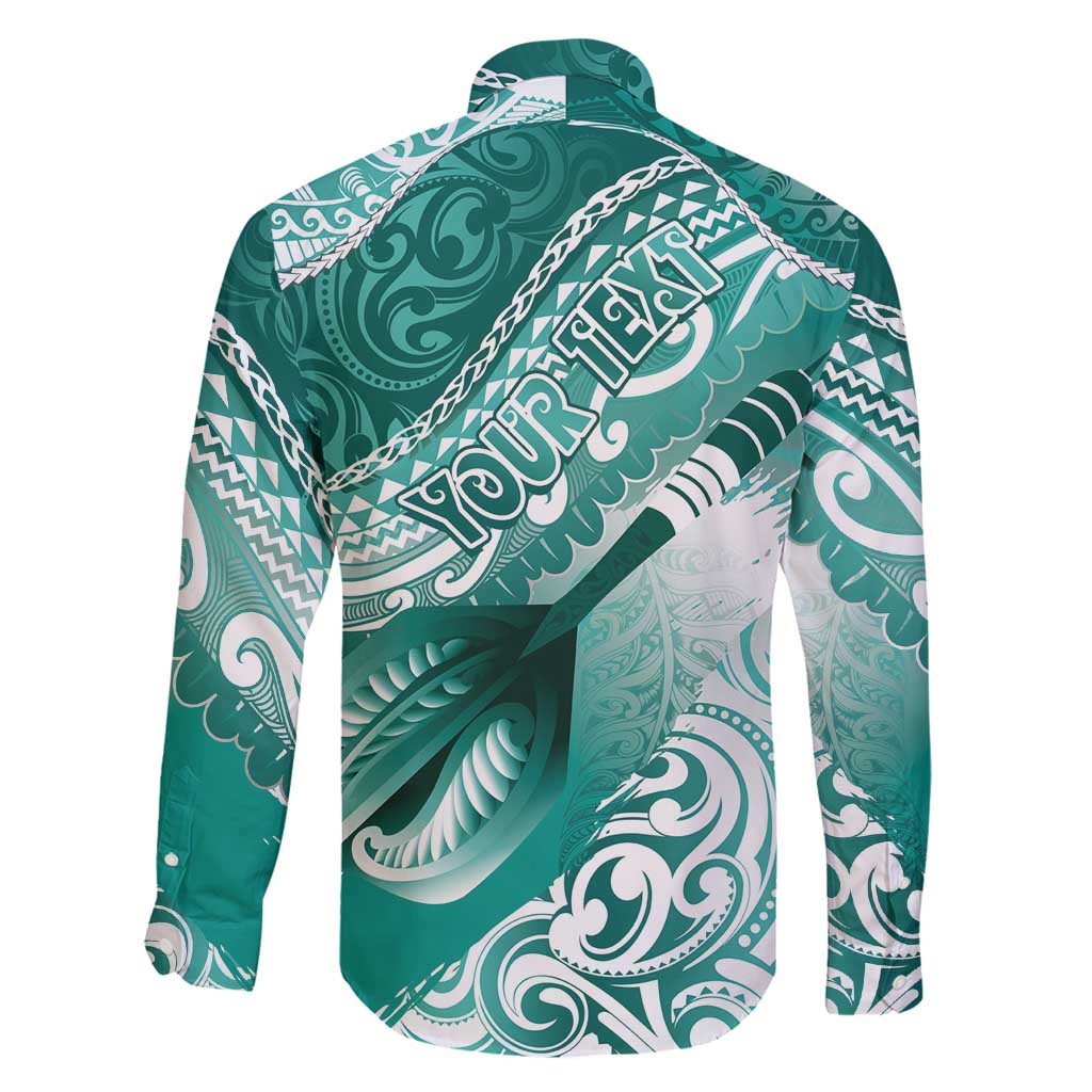 Personalised New Zealand Aotearoa Darts Masters Family Matching Mermaid Dress and Hawaiian Shirt Maori Art Tattoo with Tribal Dart Symbol Teal Color LT03 - Polynesian Pride
