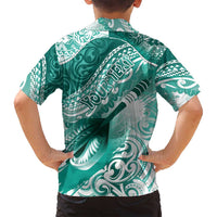 Personalised New Zealand Aotearoa Darts Masters Family Matching Tank Maxi Dress and Hawaiian Shirt Maori Art Tattoo with Tribal Dart Symbol Teal Color LT03 - Polynesian Pride
