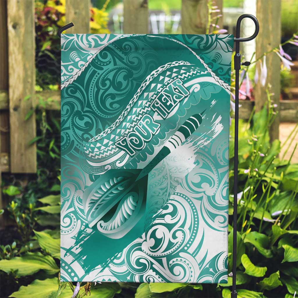 Personalised New Zealand Aotearoa Darts Masters Garden Flag Maori Art Tattoo with Tribal Dart Symbol Teal Color LT03 Garden Flag Teal - Polynesian Pride