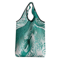 Personalised New Zealand Aotearoa Darts Masters Grocery Bag Maori Art Tattoo with Tribal Dart Symbol Teal Color LT03 - Polynesian Pride