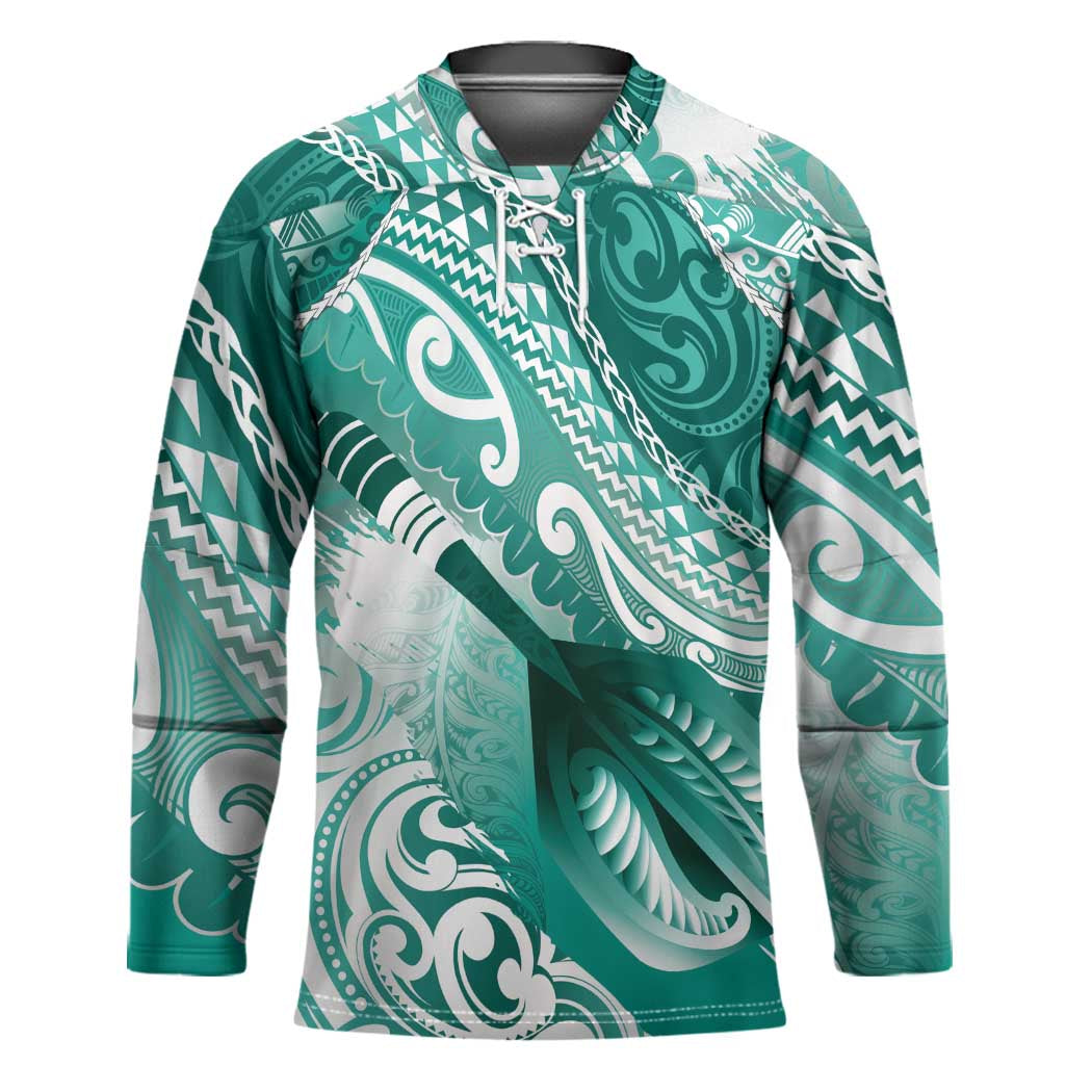 Personalised New Zealand Aotearoa Darts Masters Hockey Jersey Maori Art Tattoo with Tribal Dart Symbol Teal Color LT03 Unisex Teal - Polynesian Pride