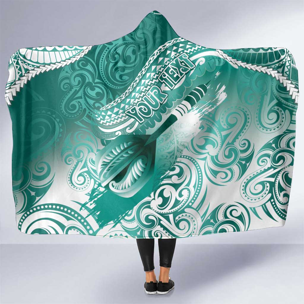 Personalised New Zealand Aotearoa Darts Masters Hooded Blanket Maori Art Tattoo with Tribal Dart Symbol Teal Color LT03 One Size Teal - Polynesian Pride