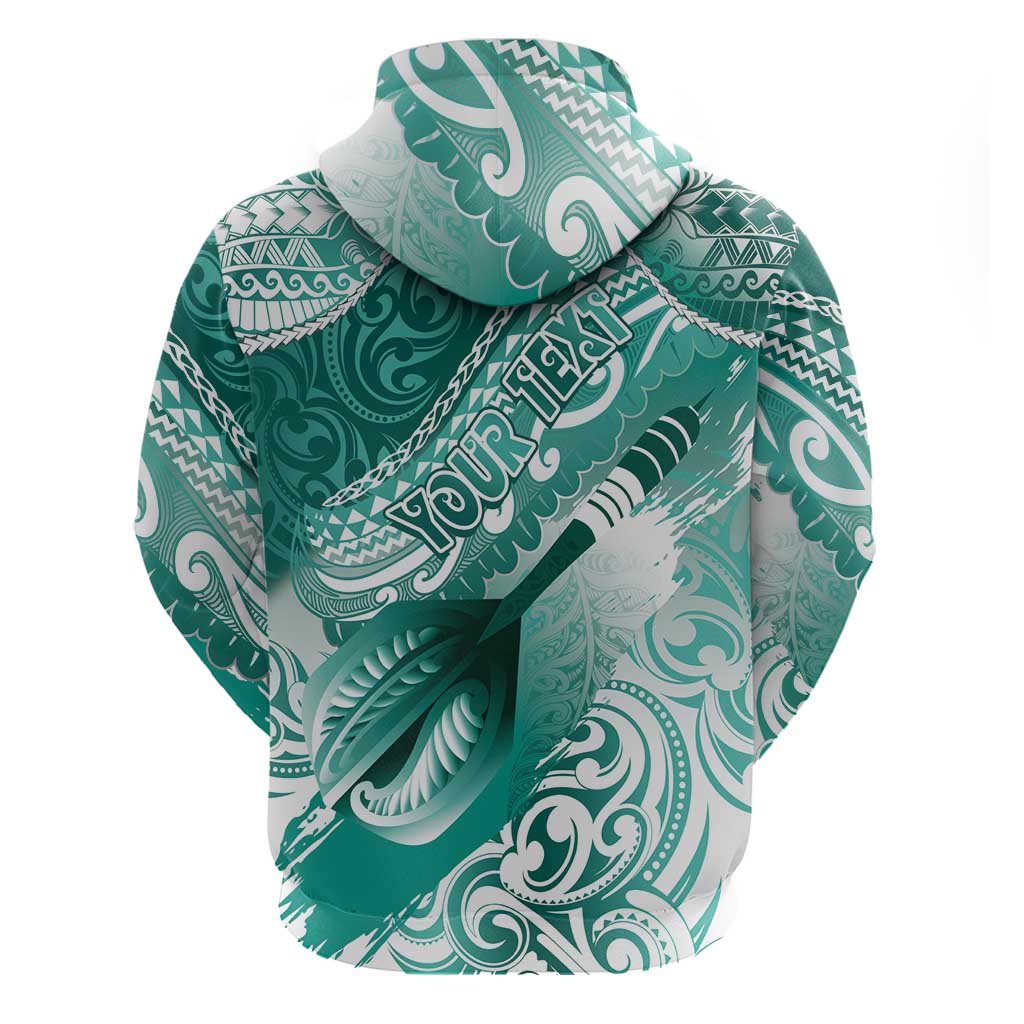 Personalised New Zealand Aotearoa Darts Masters Hoodie Maori Art Tattoo with Tribal Dart Symbol Teal Color LT03 - Polynesian Pride