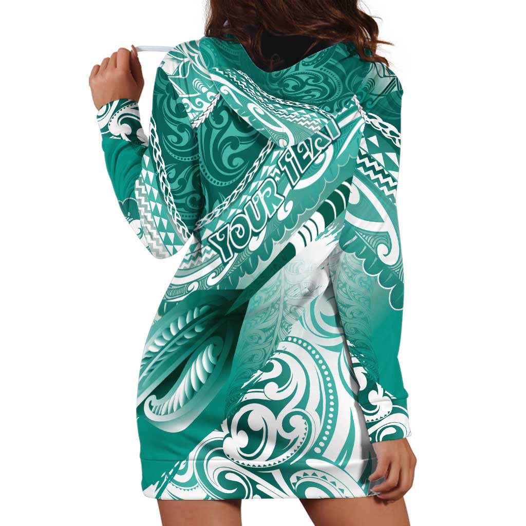 Personalised New Zealand Aotearoa Darts Masters Hoodie Dress Maori Art Tattoo with Tribal Dart Symbol Teal Color LT03 - Polynesian Pride