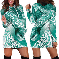 Personalised New Zealand Aotearoa Darts Masters Hoodie Dress Maori Art Tattoo with Tribal Dart Symbol Teal Color LT03 - Polynesian Pride