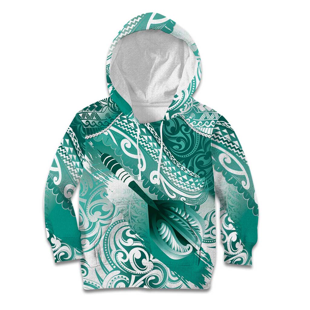 Personalised New Zealand Aotearoa Darts Masters Kid Hoodie Maori Art Tattoo with Tribal Dart Symbol Teal Color LT03 Hoodie Teal - Polynesian Pride