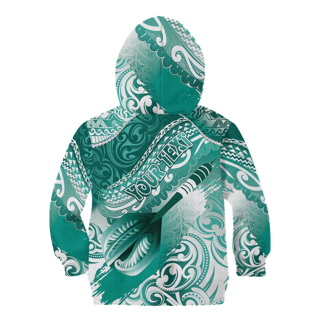 Personalised New Zealand Aotearoa Darts Masters Kid Hoodie Maori Art Tattoo with Tribal Dart Symbol Teal Color LT03 - Polynesian Pride