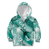Personalised New Zealand Aotearoa Darts Masters Kid Hoodie Maori Art Tattoo with Tribal Dart Symbol Teal Color LT03 Zip Hoodie Teal - Polynesian Pride