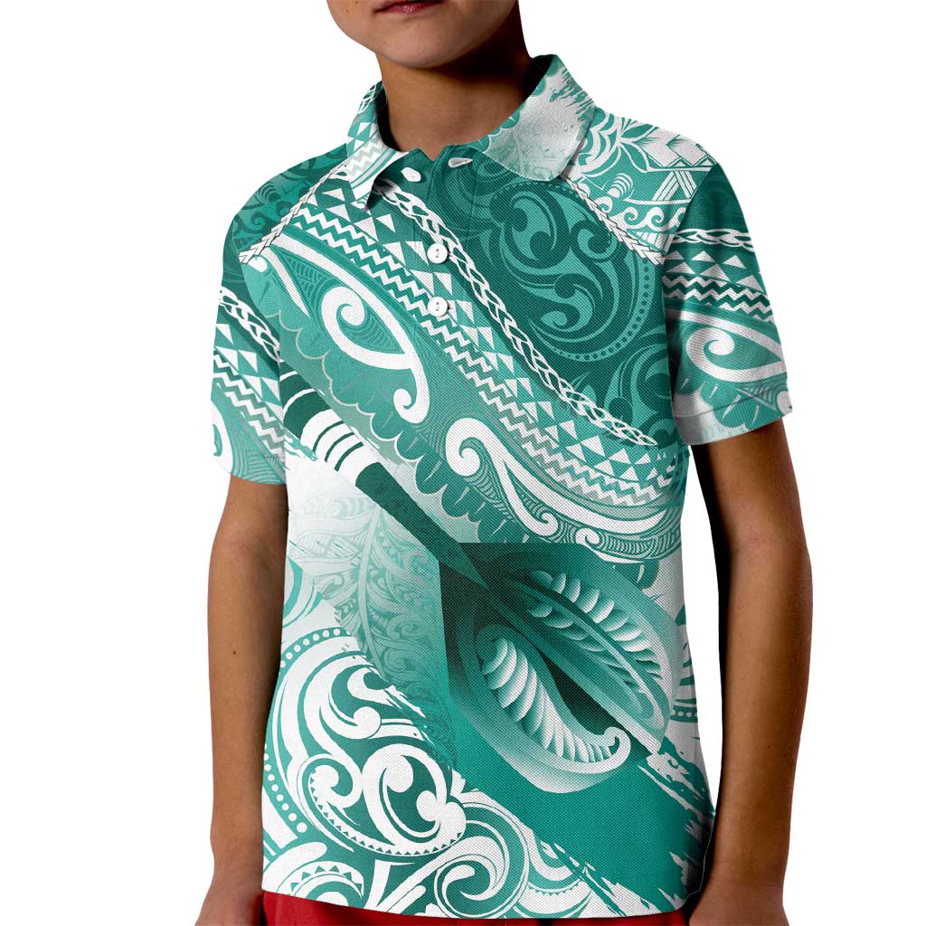 Personalised New Zealand Aotearoa Darts Masters Kid Polo Shirt Maori Art Tattoo with Tribal Dart Symbol Teal Color LT03 Kid Teal - Polynesian Pride