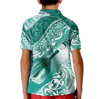 Personalised New Zealand Aotearoa Darts Masters Kid Polo Shirt Maori Art Tattoo with Tribal Dart Symbol Teal Color LT03 - Polynesian Pride