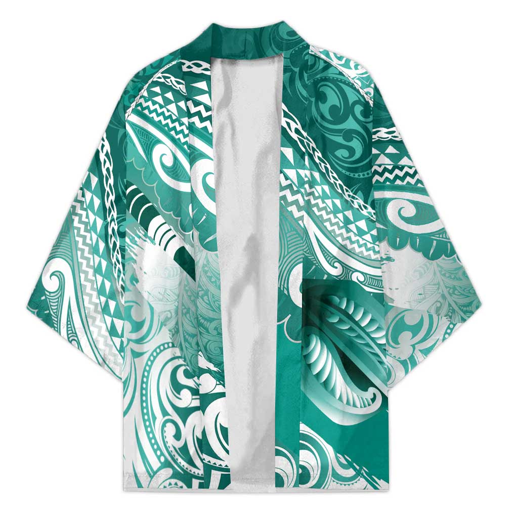 Personalised New Zealand Aotearoa Darts Masters Kimono Maori Art Tattoo with Tribal Dart Symbol Teal Color - Polynesian Pride