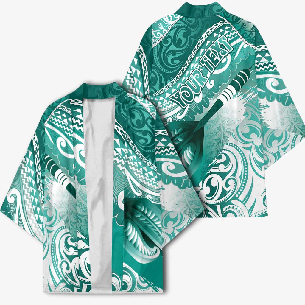 Personalised New Zealand Aotearoa Darts Masters Kimono Maori Art Tattoo with Tribal Dart Symbol Teal Color LT03 - Polynesian Pride