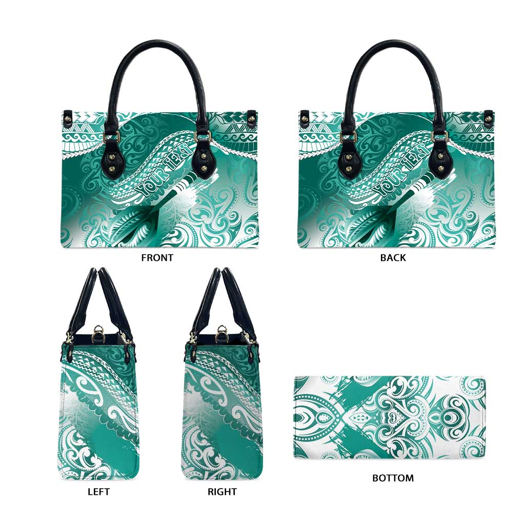 Personalised New Zealand Aotearoa Darts Masters Leather Bag Maori Art Tattoo with Tribal Dart Symbol Teal Color LT03 - Polynesian Pride