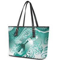 Personalised New Zealand Aotearoa Darts Masters Leather Tote Bag Maori Art Tattoo with Tribal Dart Symbol Teal Color LT03 - Polynesian Pride