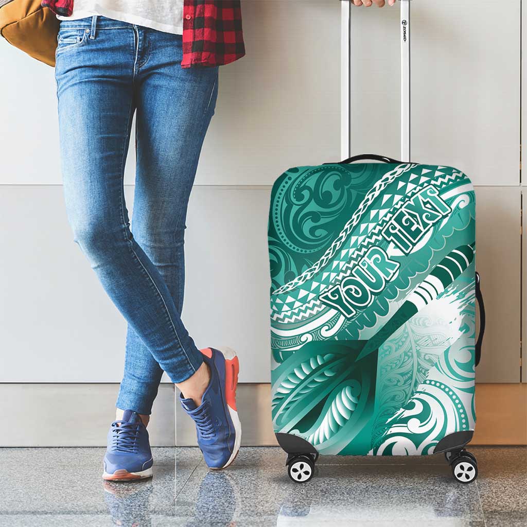 Personalised New Zealand Aotearoa Darts Masters Luggage Cover Maori Art Tattoo with Tribal Dart Symbol Teal Color LT03 - Polynesian Pride
