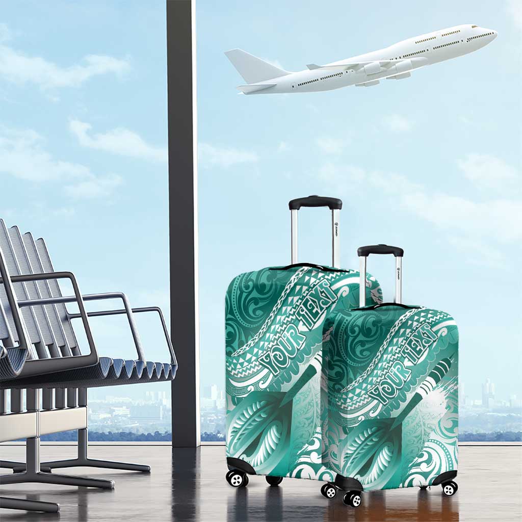 Personalised New Zealand Aotearoa Darts Masters Luggage Cover Maori Art Tattoo with Tribal Dart Symbol Teal Color LT03 - Polynesian Pride