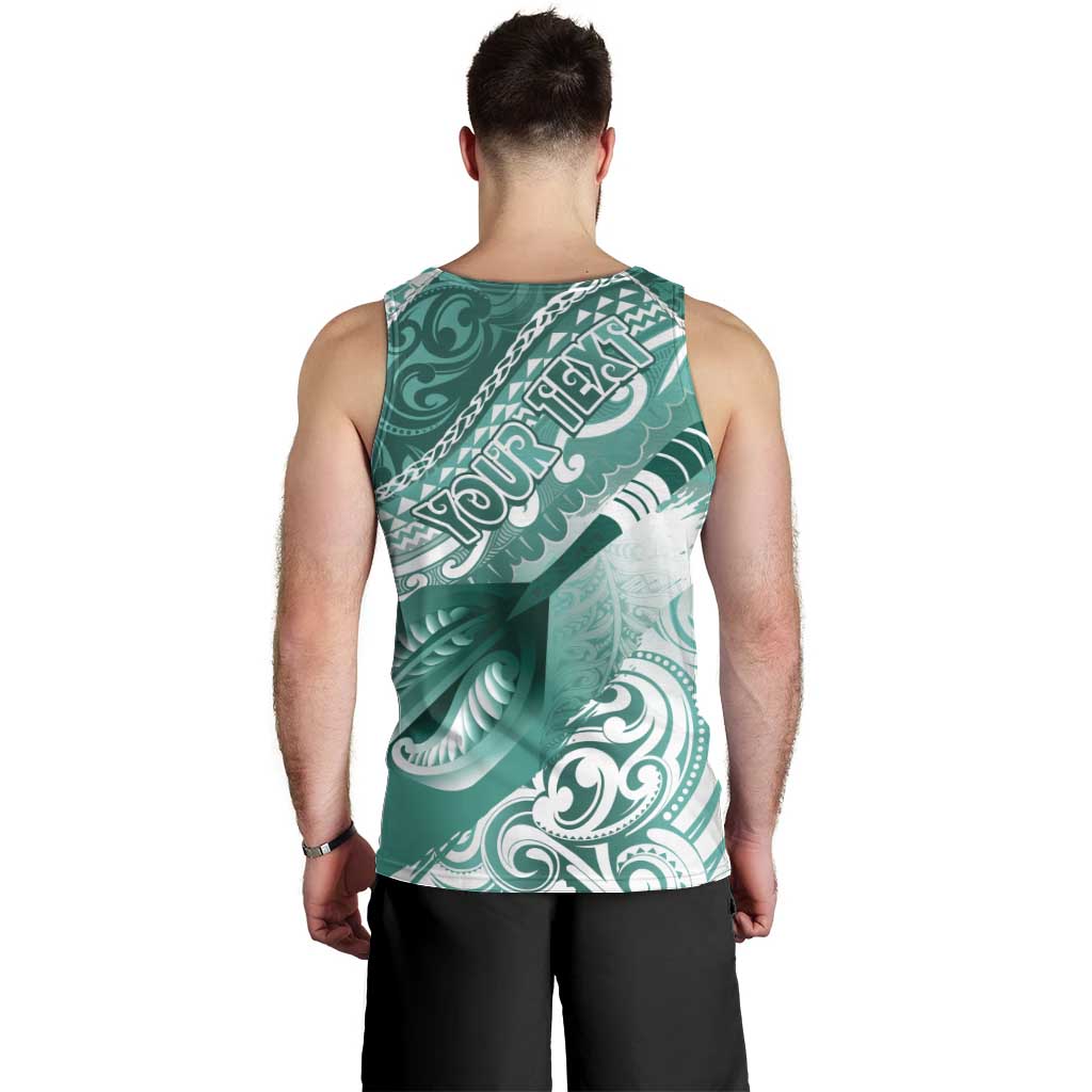 Personalised New Zealand Aotearoa Darts Masters Men Tank Top Maori Art Tattoo with Tribal Dart Symbol Teal Color LT03 - Polynesian Pride