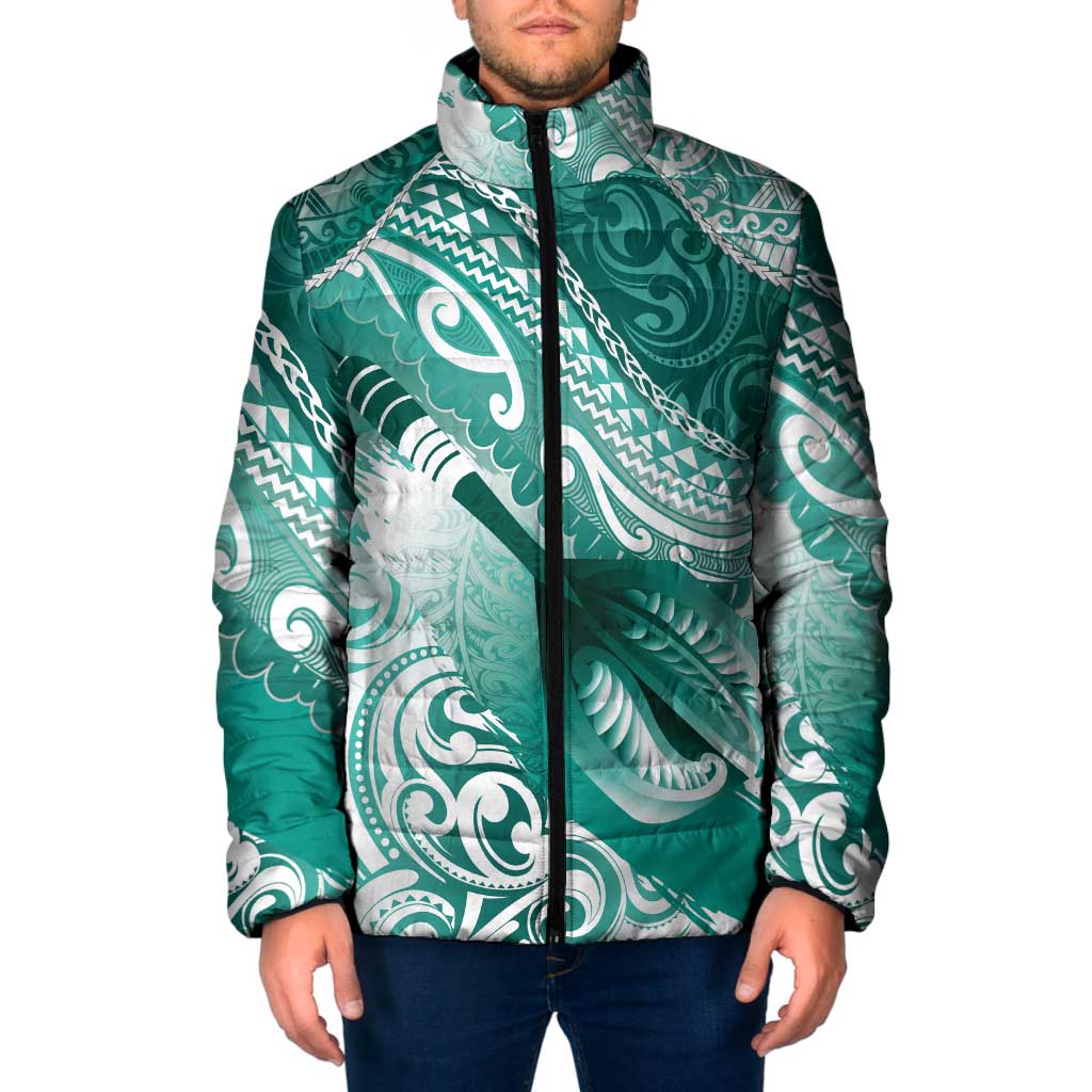 Personalised New Zealand Aotearoa Darts Masters Padded Jacket Maori Art Tattoo with Tribal Dart Symbol Teal Color LT03 Men Teal - Polynesian Pride