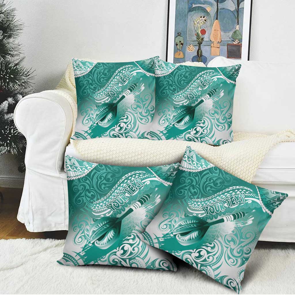Personalised New Zealand Aotearoa Darts Masters Pillow Cover Maori Art Tattoo with Tribal Dart Symbol Teal Color LT03 - Polynesian Pride