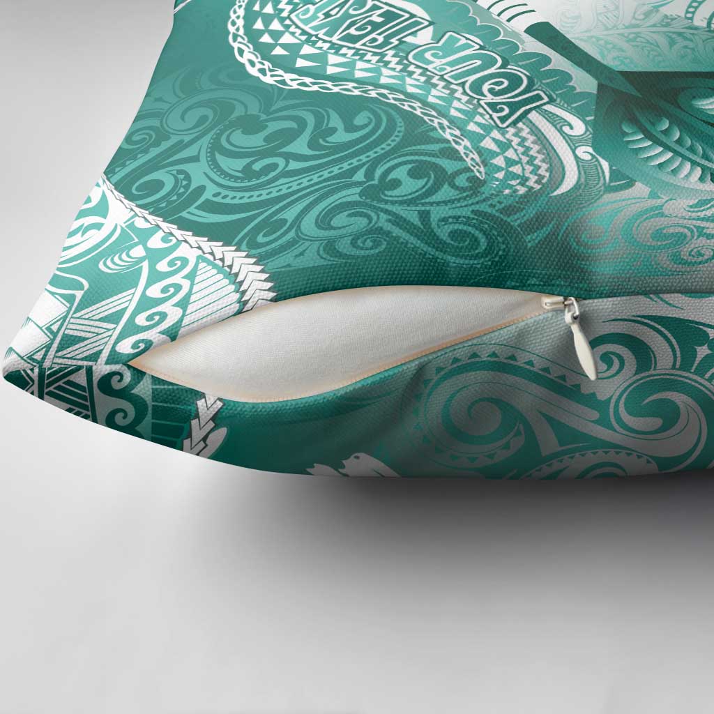 Personalised New Zealand Aotearoa Darts Masters Pillow Cover Maori Art Tattoo with Tribal Dart Symbol Teal Color LT03 - Polynesian Pride