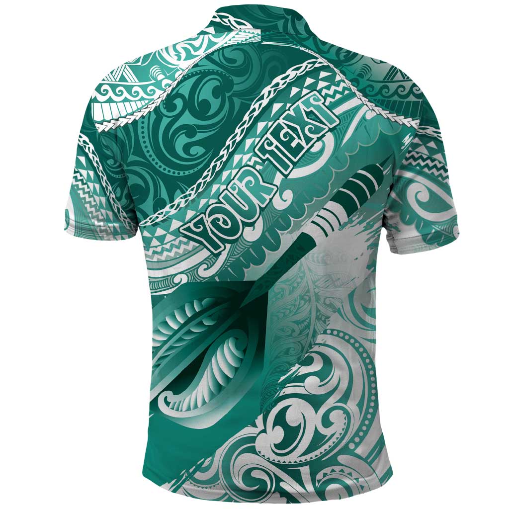 Personalised New Zealand Aotearoa Darts Masters Polo Shirt Maori Art Tattoo with Tribal Dart Symbol Teal Color LT03 - Polynesian Pride