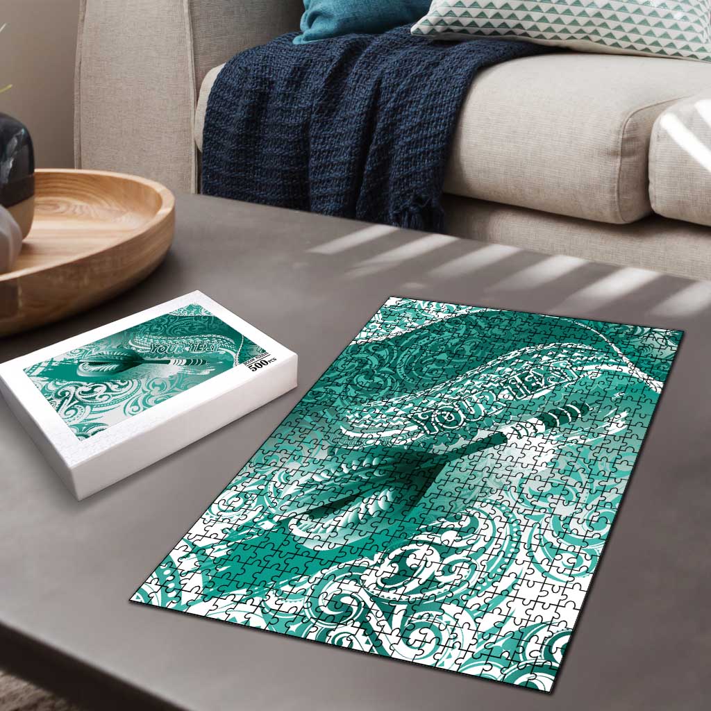 Personalised New Zealand Aotearoa Darts Masters Puzzle Maori Art Tattoo with Tribal Dart Symbol Teal Color LT03 - Polynesian Pride