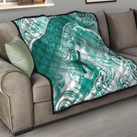 Personalised New Zealand Aotearoa Darts Masters Quilt Maori Art Tattoo with Tribal Dart Symbol Teal Color LT03 - Polynesian Pride