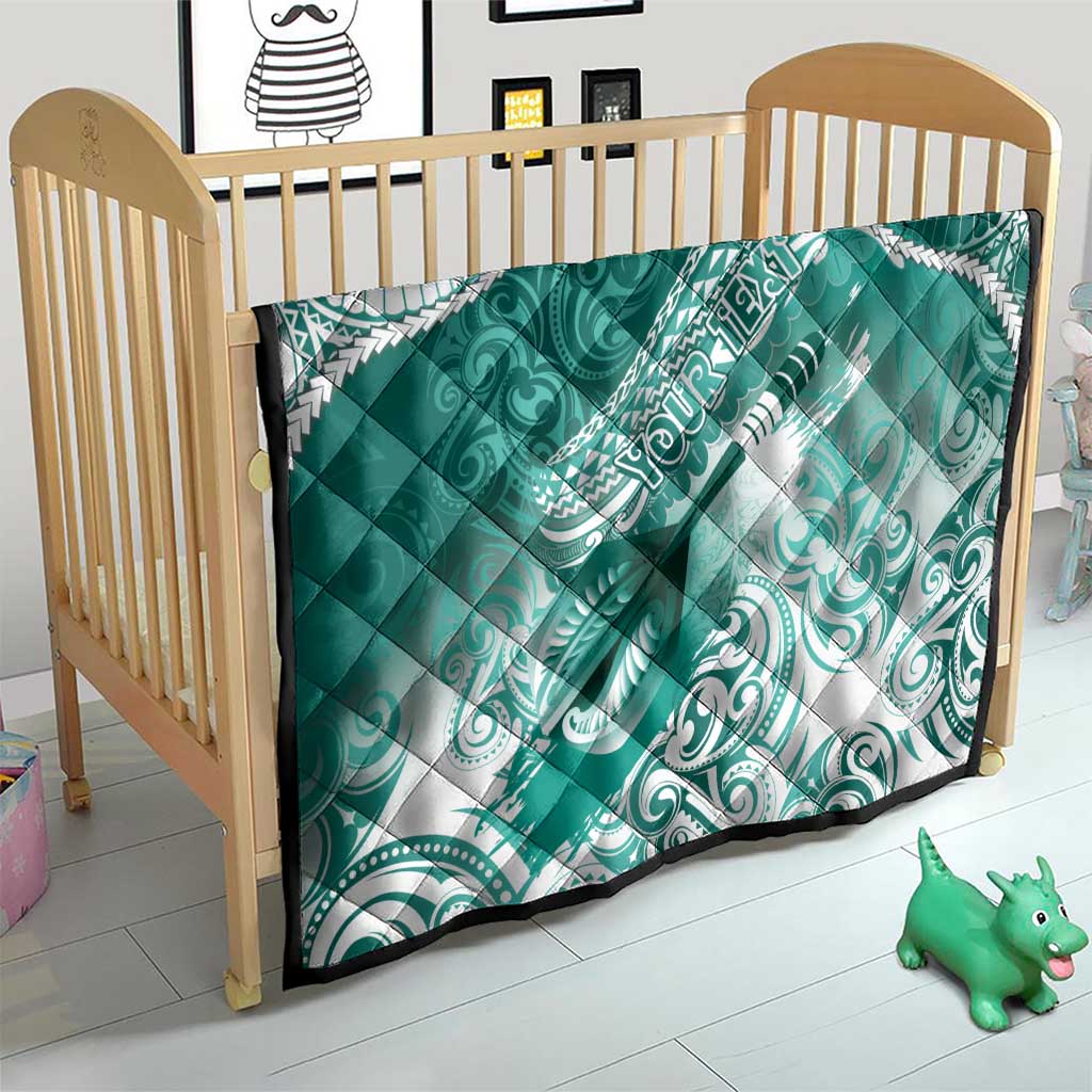 Personalised New Zealand Aotearoa Darts Masters Quilt Maori Art Tattoo with Tribal Dart Symbol Teal Color LT03 - Polynesian Pride