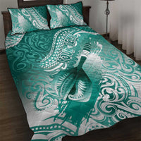 Personalised New Zealand Aotearoa Darts Masters Quilt Bed Set Maori Art Tattoo with Tribal Dart Symbol Teal Color LT03 Teal - Polynesian Pride