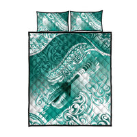 Personalised New Zealand Aotearoa Darts Masters Quilt Bed Set Maori Art Tattoo with Tribal Dart Symbol Teal Color LT03 - Polynesian Pride
