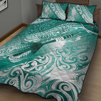Personalised New Zealand Aotearoa Darts Masters Quilt Bed Set Maori Art Tattoo with Tribal Dart Symbol Teal Color LT03 - Polynesian Pride