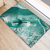 Personalised New Zealand Aotearoa Darts Masters Rubber Doormat Maori Art Tattoo with Tribal Dart Symbol Teal Color LT03 - Polynesian Pride