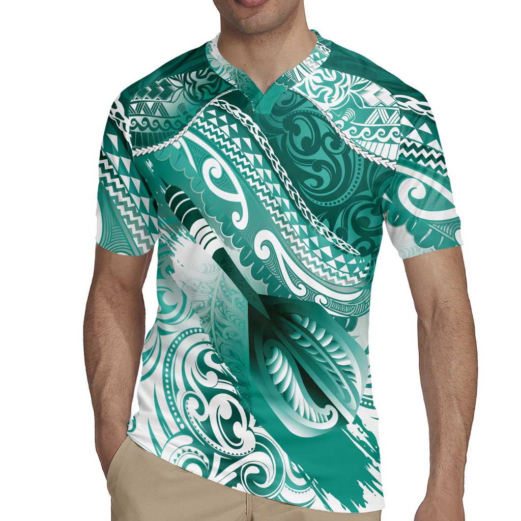 Personalised New Zealand Aotearoa Darts Masters Rugby Jersey Maori Art Tattoo with Tribal Dart Symbol Teal Color LT03 - Polynesian Pride