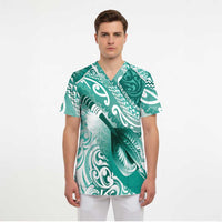 Personalised New Zealand Aotearoa Darts Masters Scrub Top Maori Art Tattoo with Tribal Dart Symbol Teal Color LT03 - Polynesian Pride