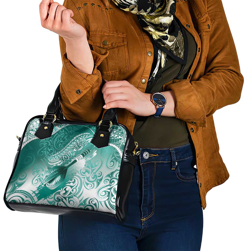 Personalised New Zealand Aotearoa Darts Masters Shoulder Handbag Maori Art Tattoo with Tribal Dart Symbol Teal Color LT03 - Polynesian Pride