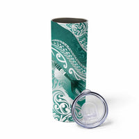 Personalised New Zealand Aotearoa Darts Masters Skinny Tumbler Maori Art Tattoo with Tribal Dart Symbol Teal Color LT03 - Polynesian Pride