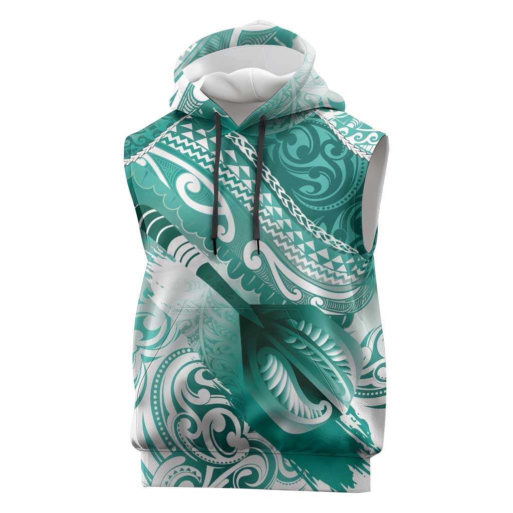 Personalised New Zealand Aotearoa Darts Masters Sleeveless Hoodie Maori Art Tattoo with Tribal Dart Symbol Teal Color LT03 Teal - Polynesian Pride