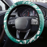 New Zealand Aotearoa Darts Masters Steering Wheel Cover Maori Art Tattoo with Tribal Dart Symbol Teal Color LT03 - Polynesian Pride