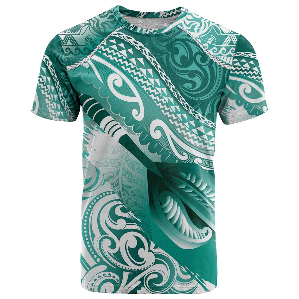 Personalised New Zealand Aotearoa Darts Masters T Shirt Maori Art Tattoo with Tribal Dart Symbol Teal Color - Polynesian Pride