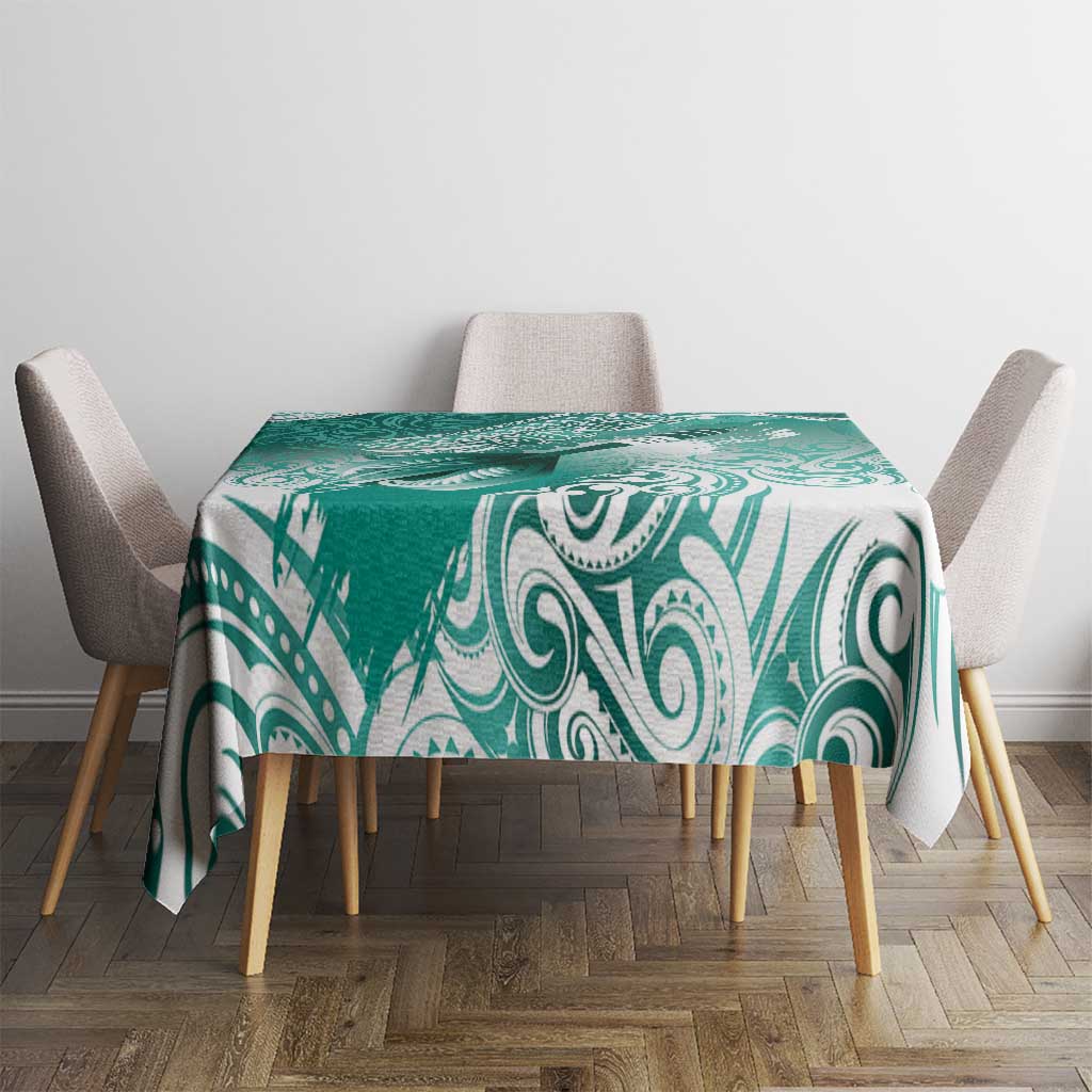 Personalised New Zealand Aotearoa Darts Masters Tablecloth Maori Art Tattoo with Tribal Dart Symbol Teal Color LT03 - Polynesian Pride